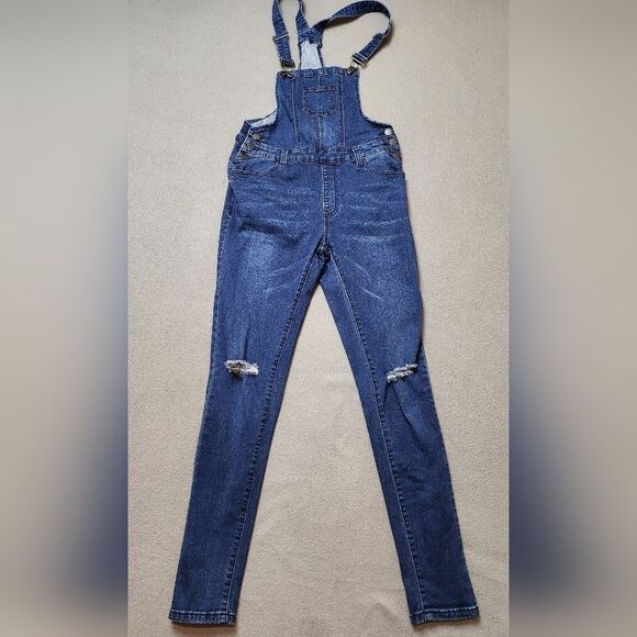 American Bazi Overalls Denim Distressed Size Medium - Picture 1 of 12